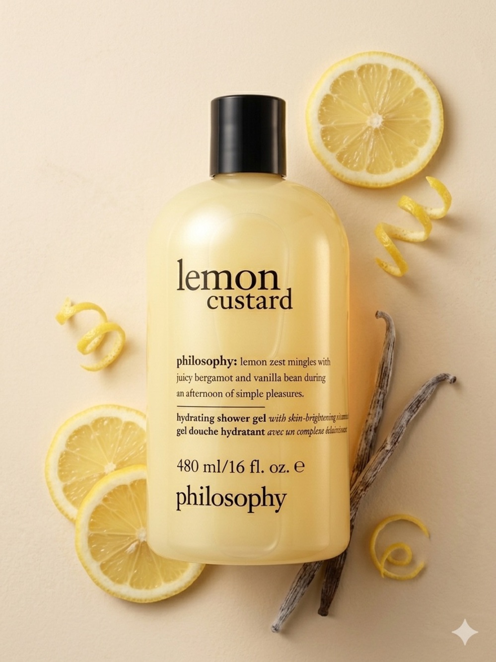 philosophy Lemon Custard Hydrating Shower Gel, Shampoo & Bubble Bath NIB